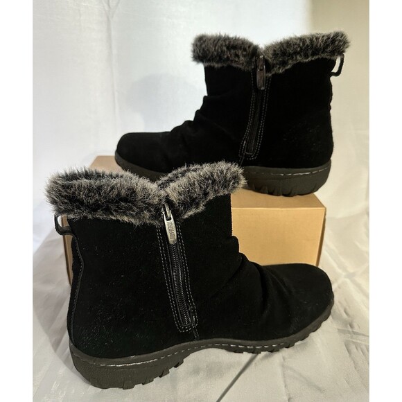 Khombu Lindsey Black Suede Boots Faux Fur Memory Foam Water Repellent Size 9 - Picture 1 of 11